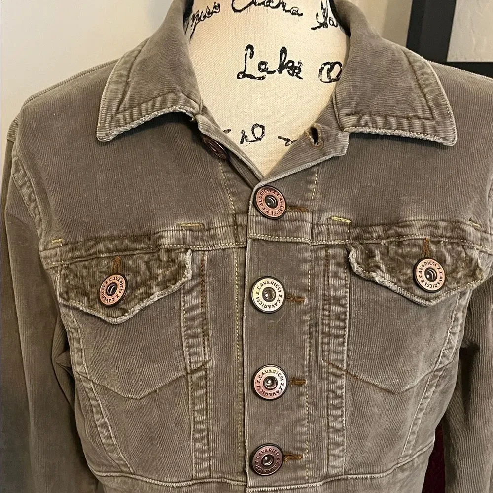 Z.Cavaricci Y2K Green Distressed Pockets Button Closure Cropped Jacket